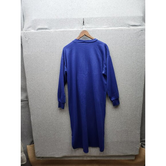 Vintage Blue Long Sleeve Christmas Nightgown With Cat & Fireplace Graphic - Picture 2 of 2